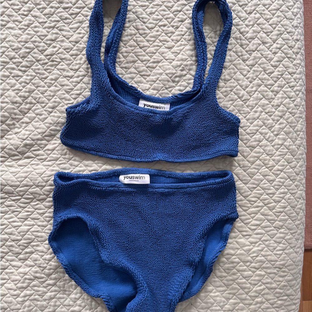 Youswim Blue Bras Set with Sports Bra and High-Waisted Briefs